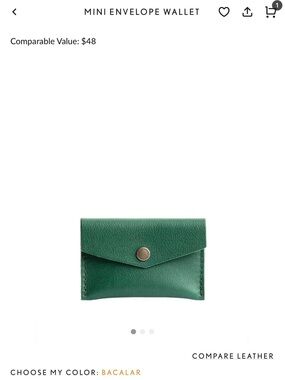 Portland Leather Mini leather Envelope Wallet - Green (Bacalar)